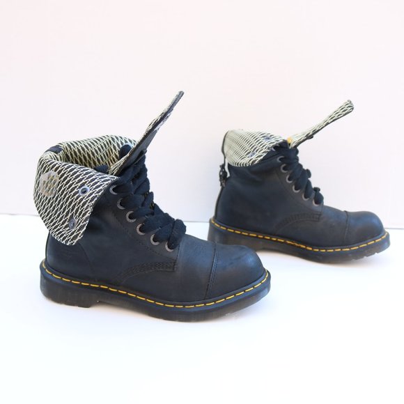 Dr. Martens Black Lace-Up Boots with Yellow Accents - Picture 2 of 10